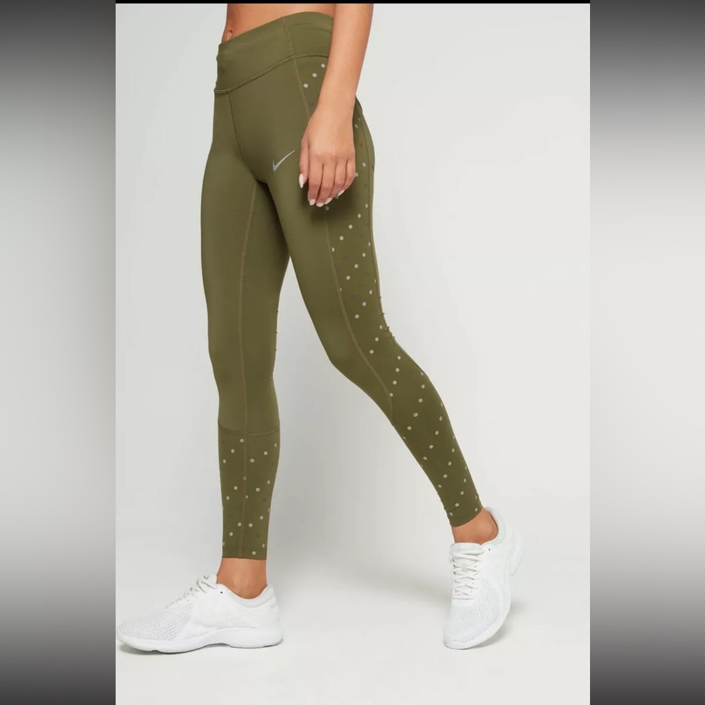 Nike Olive Green Polka Dot Leggings Sz M